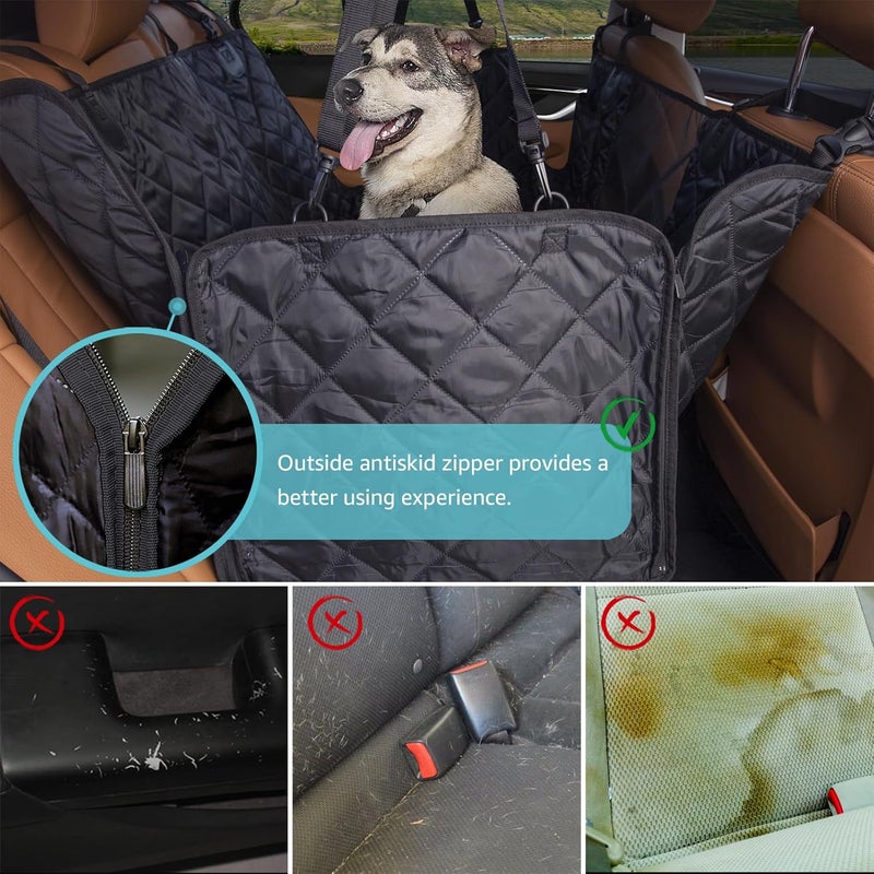comwish Dog Car Seat Cover for Back Seat | Mesh Window & Safety Belt | 100% Waterproof Dog Hammock for Safe Travel with Side Door Protectors | Non-Slip, Scratchproof Pet Rear Seat Cover for Car, SUV,Truck - Image 3